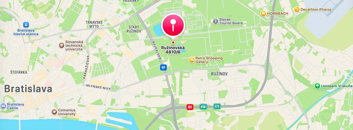 Map — Ružinovská 6, Bratislava